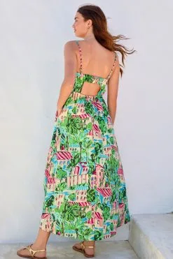 Next Tie Front Strappy Midi Dress With Linen -Women's Shirts & Blouses Sales C72 075s3