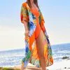 Next Orange Floral Print Maxi Kimono -Women's Shirts & Blouses Sales C72 233s