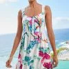 Next White Floral Woven Short Summer Dress 2 Next White Floral Woven Short Summer Dress -Women's Shirts & Blouses Sales C72 881s