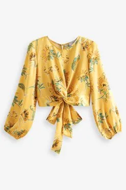 Next Knot Front Long Sleeve Satin Top 11 Next Knot Front Long Sleeve Satin Top -Women's Shirts & Blouses Sales C79797s5