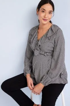 Next Black/White Gingham Maternity Nursing Blouse