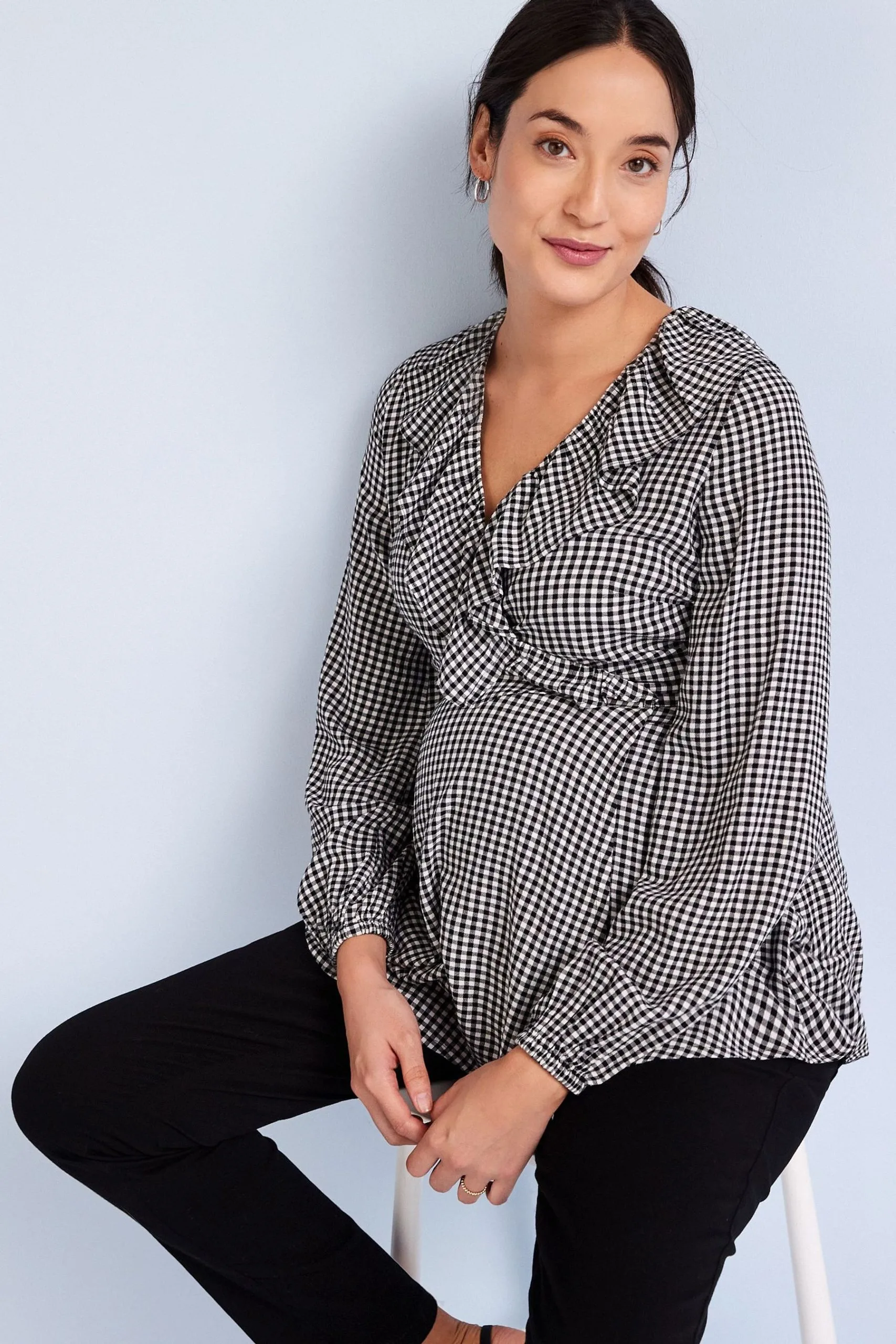 Next Black/White Gingham Maternity Nursing Blouse 3 Next Black/White Gingham Maternity Nursing Blouse
