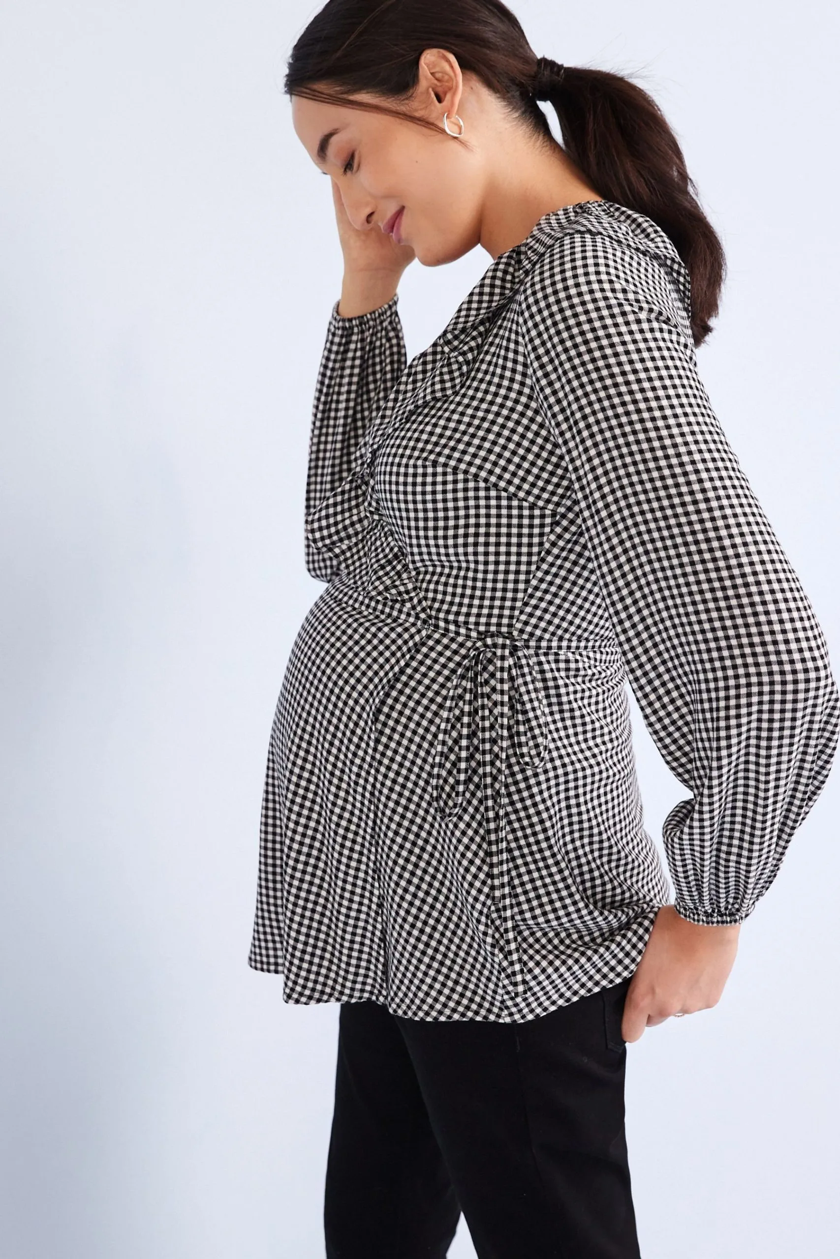 Next Black/White Gingham Maternity Nursing Blouse 6 Next Black/White Gingham Maternity Nursing Blouse - Image 4