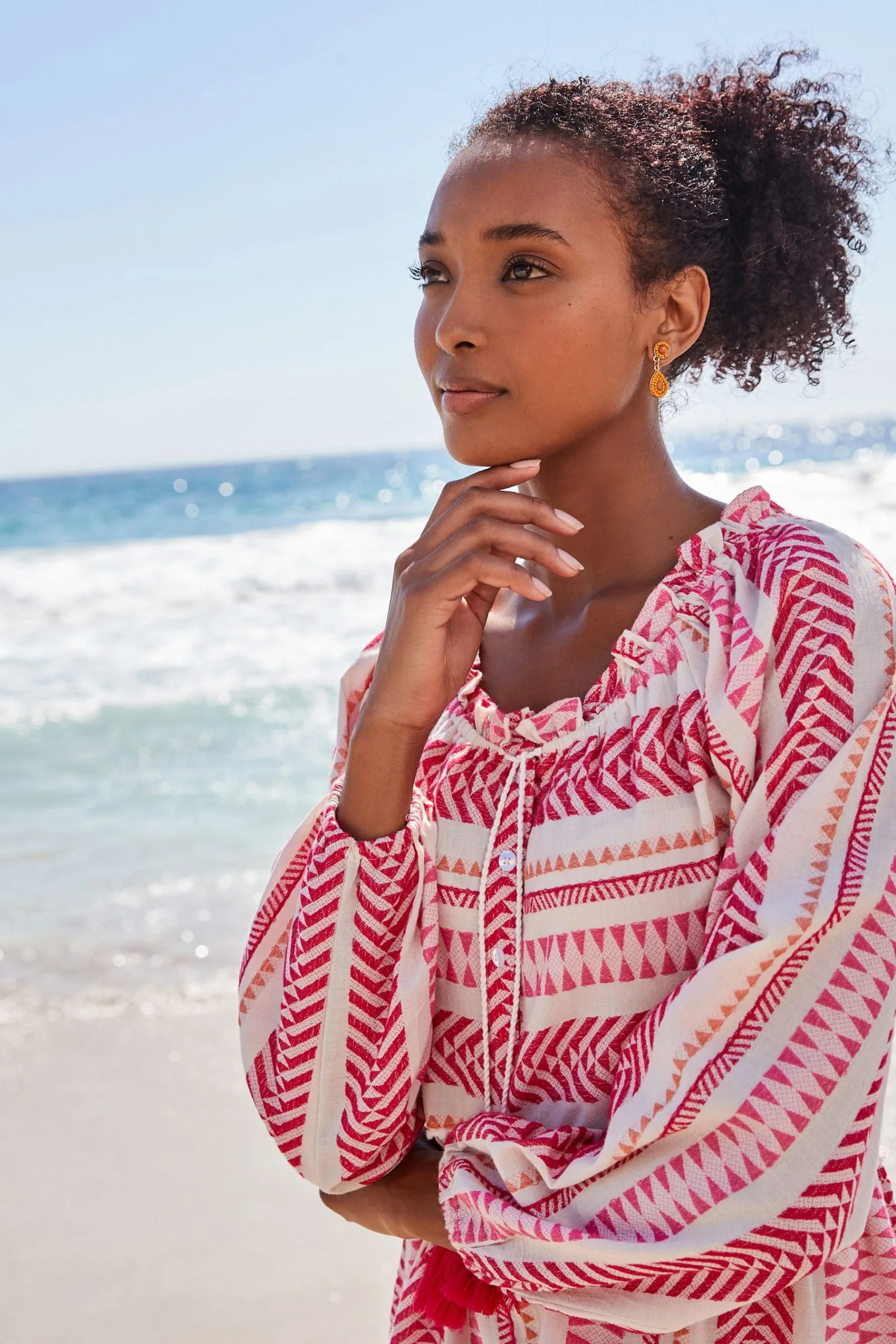 Next Jacquard Kaftan Mini Summer Dress 5 Next Jacquard Kaftan Mini Summer Dress - Image 3