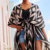 Next Pink Ikat Print Longline Tie Waist Kimono -Women's Shirts & Blouses Sales C83 372s
