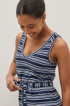 Next Sleeveless Midi V-Neck Slub Dress -Women's Shirts & Blouses Sales C83497s4