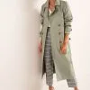 Next Sage Green Faux Leather Belted Trench Coat -Women's Shirts & Blouses Sales C84 737s