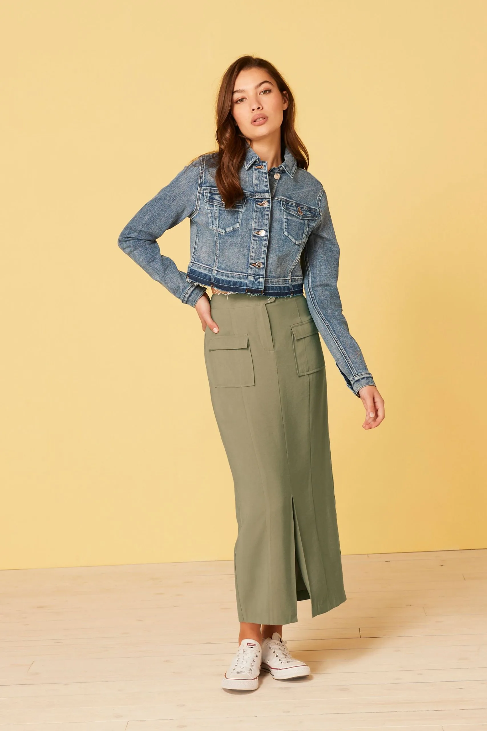 Next Mid Blue Denim Crop Jacket 4 Next Mid Blue Denim Crop Jacket - Image 2