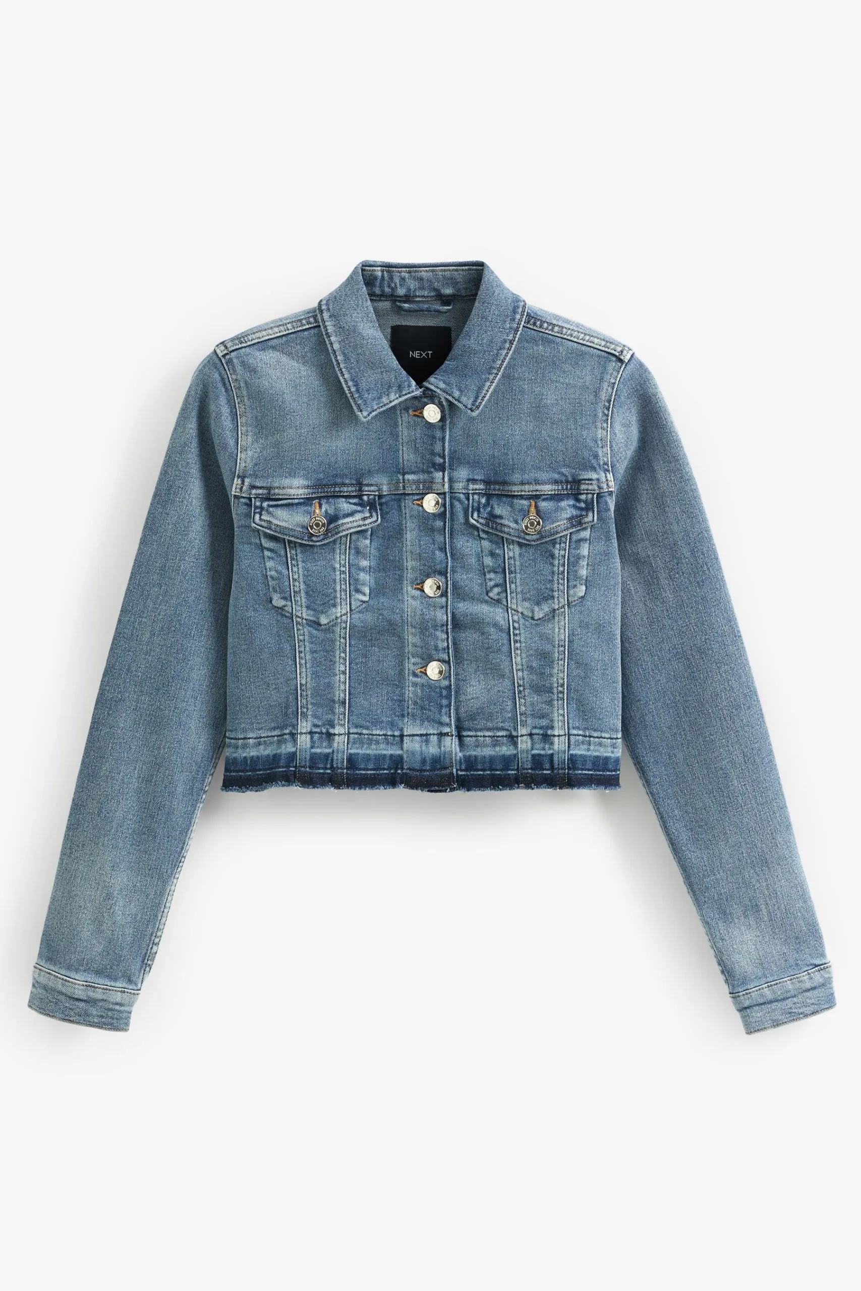 Next Mid Blue Denim Crop Jacket 8 Next Mid Blue Denim Crop Jacket - Image 6