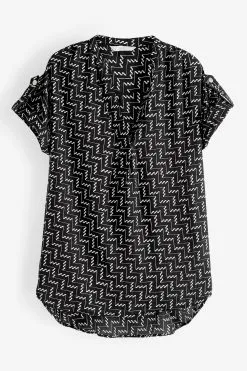 Next Overhead Longline Short Sleeve V-Neck Blouse -Women's Shirts & Blouses Sales C86 941s5