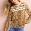 Next Pleat Front Long Sleeve Round Neck Blouse