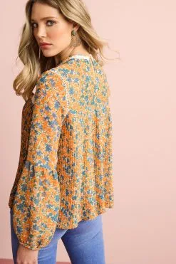 Next Pleat Front Long Sleeve Round Neck Blouse -Women's Shirts & Blouses Sales C89 042s3