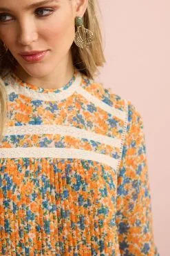 Next Pleat Front Long Sleeve Round Neck Blouse -Women's Shirts & Blouses Sales C89 042s4