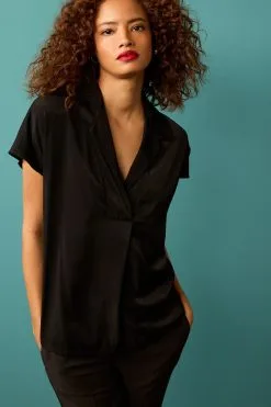 Next Collared V-Neck Satin Front Shirt