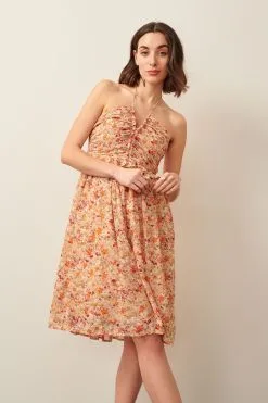 Next Orange Floral Halterneck Dress