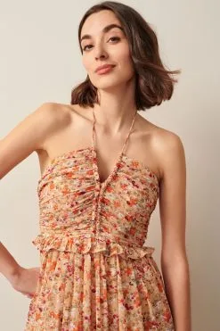 Next Orange Floral Halterneck Dress -Women's Shirts & Blouses Sales C92 161s3