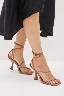 Next Signature Leather Strappy Square Toe Heels