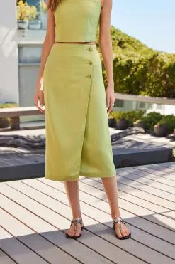 Next Lime Green Linen Midi Wrap Skirt 11 Next Lime Green Linen Midi Wrap Skirt -Women's Shirts & Blouses Sales C92 716s3