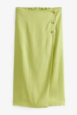 Next Lime Green Linen Midi Wrap Skirt 15 Next Lime Green Linen Midi Wrap Skirt -Women's Shirts & Blouses Sales C92 716s7