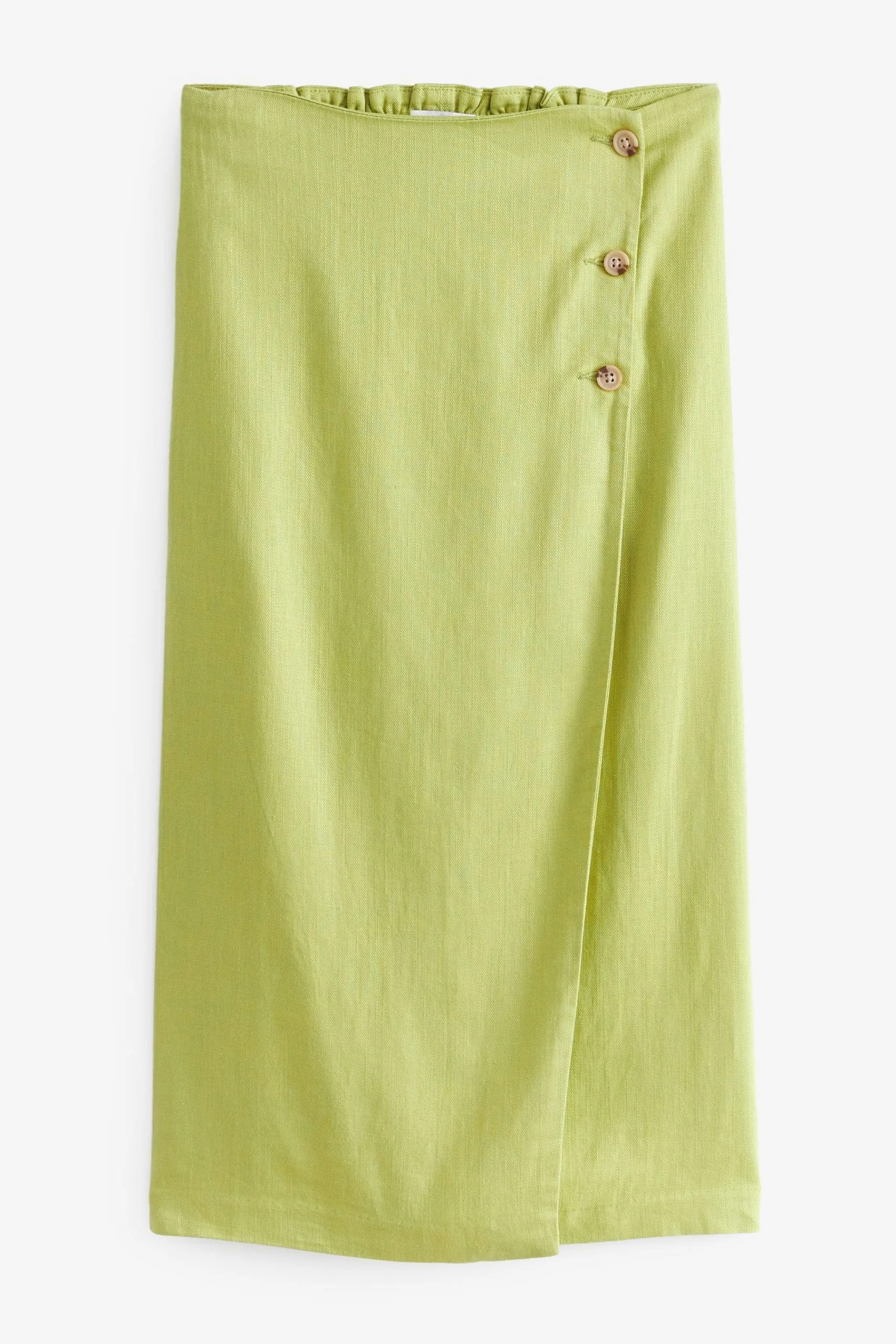 Next Lime Green Linen Midi Wrap Skirt 9 Next Lime Green Linen Midi Wrap Skirt - Image 7