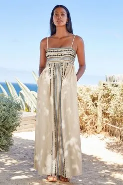 Next Embroidered Maxi Summer Dress With Linen