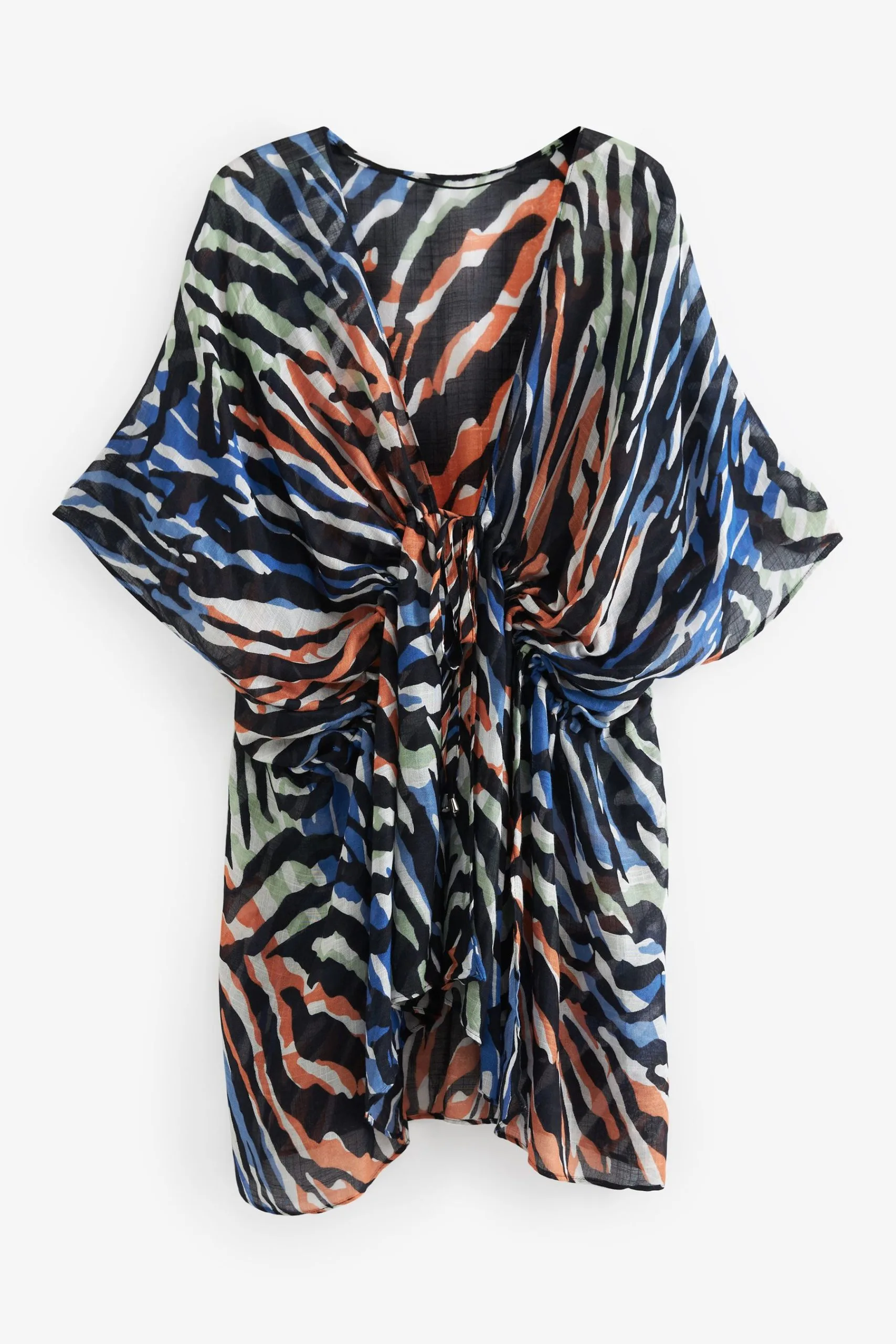 Next Orange Multi Zebra Longline Tie Waist Kimono 7 Next Orange Multi Zebra Longline Tie Waist Kimono - Image 5