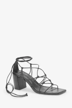 Next Signature Leather Caged Knot Block Heels -Women's Shirts & Blouses Sales C97 744s5