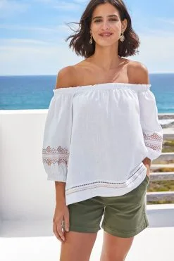 Next Bardot Top With Linen