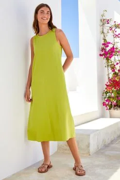 Next Lime Green Sleeveless Cotton Jersey Midi Summer Dress