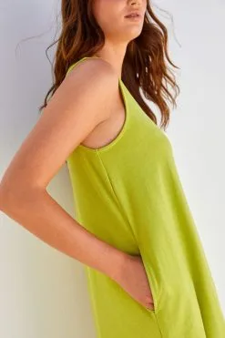 Next Lime Green Sleeveless Cotton Jersey Midi Summer Dress -Women's Shirts & Blouses Sales C98 371s4