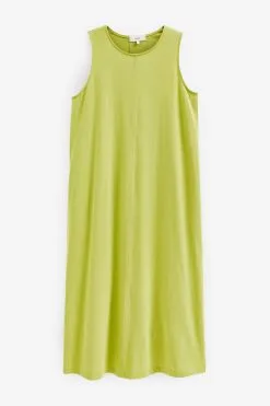 Next Lime Green Sleeveless Cotton Jersey Midi Summer Dress -Women's Shirts & Blouses Sales C98 371s5