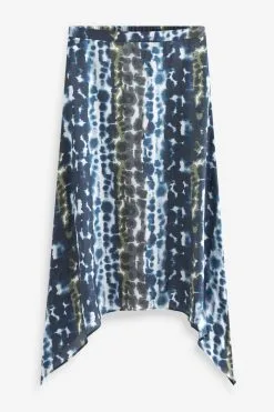 Next Blue Tie Dye Hanky Hem Midi Skirt -Women's Shirts & Blouses Sales D04 898s5