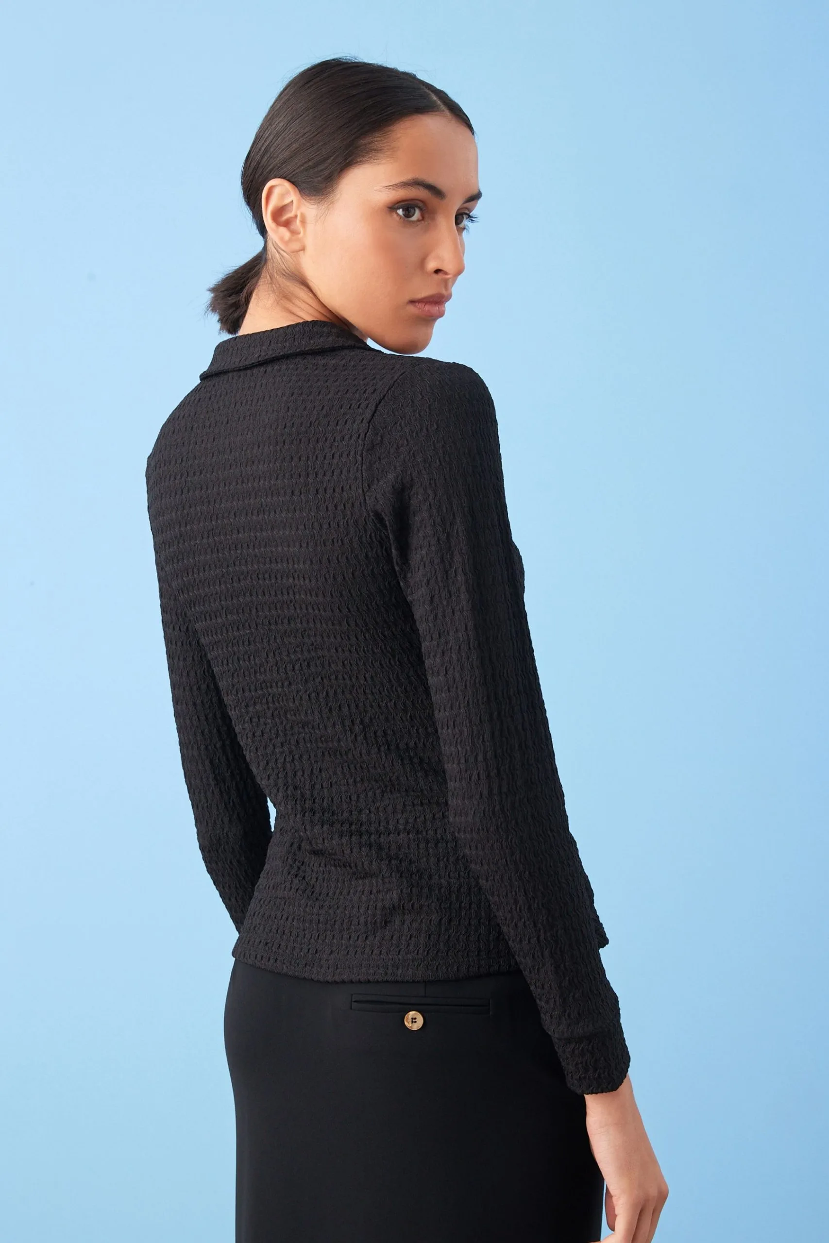 Next Long Sleeve V-Neck Ruched Front Texture Shirt 5 Next Long Sleeve V-Neck Ruched Front Texture Shirt - Image 3