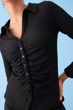 Next Long Sleeve V-Neck Ruched Front Texture Shirt 10 Next Long Sleeve V-Neck Ruched Front Texture Shirt -Women's Shirts & Blouses Sales D07 023s4