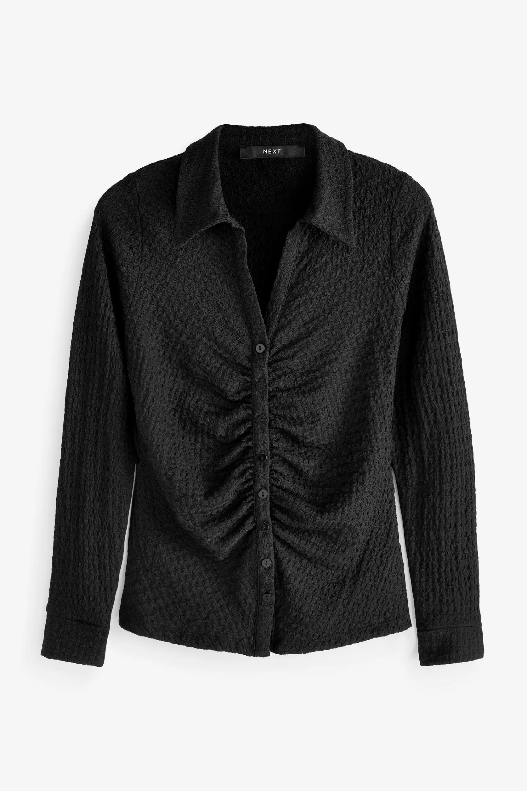 Next Long Sleeve V-Neck Ruched Front Texture Shirt 7 Next Long Sleeve V-Neck Ruched Front Texture Shirt - Image 5