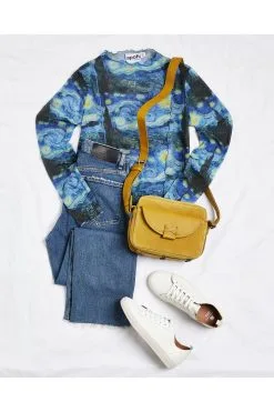 Next APOH Vincent Van Gogh Blue Starry Night Long Sleeve Mesh Top -Women's Shirts & Blouses Sales D07 024s6