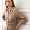 Next Long Sleeve V-Neck Ruched Front Texture Shirt -Women's Shirts & Blouses Sales D07 030s