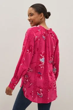 Next Curved Hem Long Sleeve Tunic V-Neck Top -Women's Shirts & Blouses Sales D09 557s6