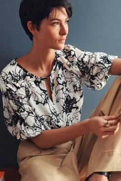 Next 3/4 Sleeve Notch Neck Top