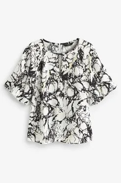 Next 3/4 Sleeve Notch Neck Top -Women's Shirts & Blouses Sales D09 704s5