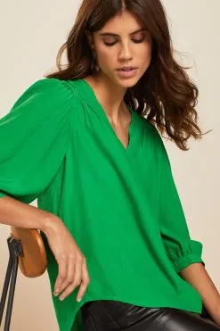 Next Curved Hem 3/4 Sleeve V-Neck Top -Women's Shirts & Blouses Sales D09 755s4