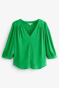 Next Curved Hem 3/4 Sleeve V-Neck Top -Women's Shirts & Blouses Sales D09 755s5