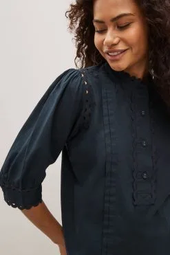 Next Craft Trim Cotton Short Sleeve Button Detail Top -Women's Shirts & Blouses Sales D09569s6