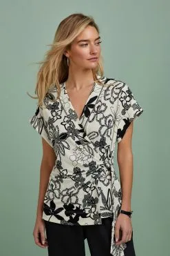 Next Short Sleeve Tie Detail Wrap Top -Women's Shirts & Blouses Sales D14 317s3