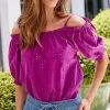 Next Bardot Broderie Puff Sleeve Top -Women's Shirts & Blouses Sales D14 664s