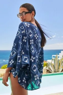 Next Navy Tie Dye Tile Print Kimono 11 Next Navy Tie Dye Tile Print Kimono -Women's Shirts & Blouses Sales D14 778s4
