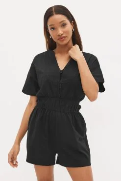 Next Black Embroidery Detail Playsuit