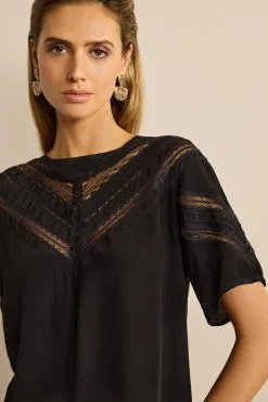 Next Lace Detail Short Sleeve Top