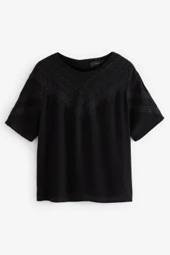Next Lace Detail Short Sleeve Top -Women's Shirts & Blouses Sales D21 545s5