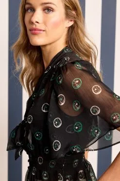 Next X Celia Birtwell Tie Neck Short Sleeve Blouse -Women's Shirts & Blouses Sales D21 552s4